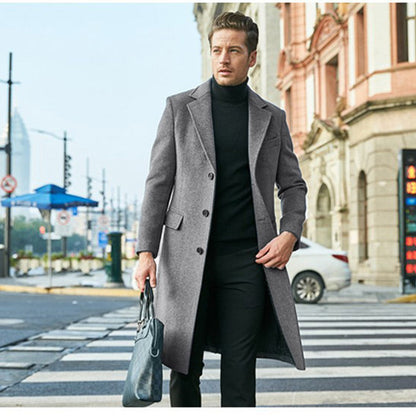 Men's Long Sleeve Woolen Coat