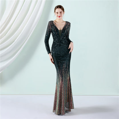 Fashion Long Sequins Dress Toast Clothing