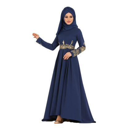 Muslim Embroidered High Waist Ethnic Elegant Graceful Slim Dress