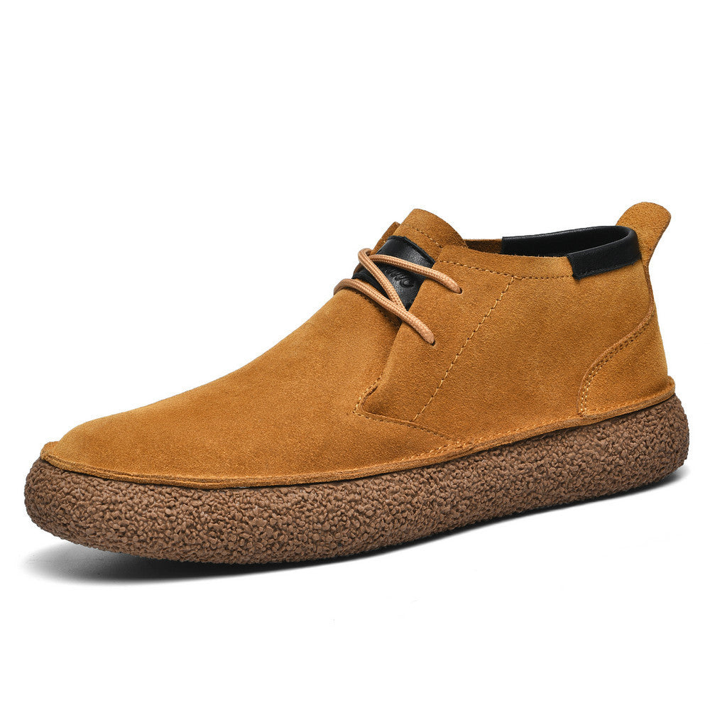 Matte Leather Mercerized Suede Leather Mid-top Board Shoes