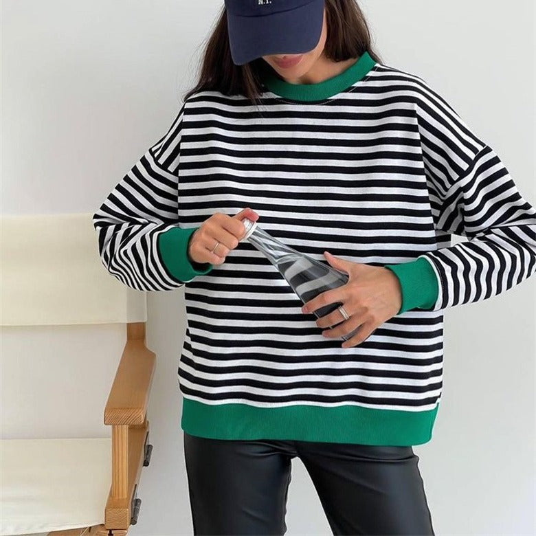 Women's Simple Striped Long-sleeved T-shirt