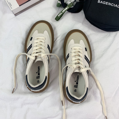 Autumn New Leather Retro White Shoes Couple Style