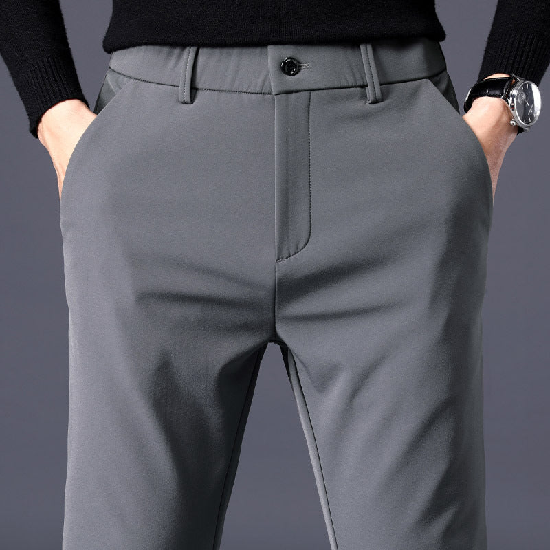 Fleece-lined Thick Casual Pants Men's Slim Fit Ankle Tight Trousers