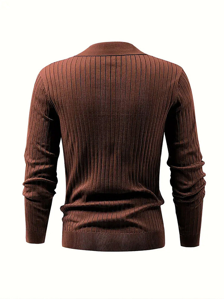 Lapel Texture Stretch Slim Knit Polo Shirt