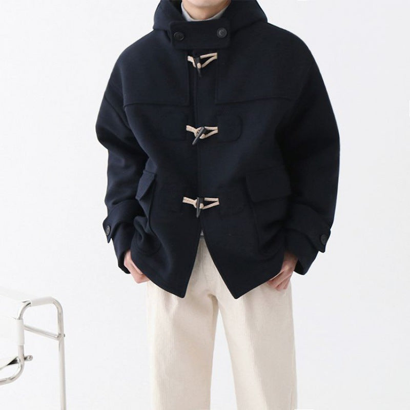 Warm-keeping Cotton Clothing Korean Loose Horn Button Short Woolen Overcoat