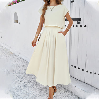 Women's Minimalist Casual Sleeveless Top And Long Skirt Set