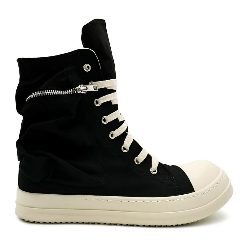 Canvas Shoes High Top Black Heel Rubber Patch