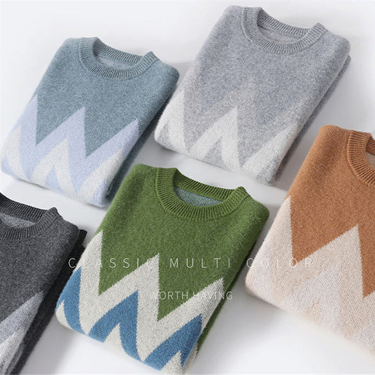 Men's Round Neck Thickened Pullover Wool Sweater