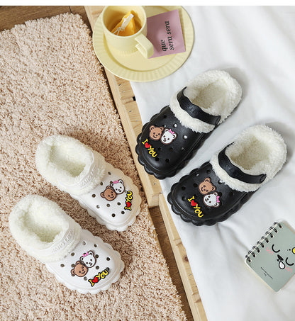 Women's Plush Liner Thermal Cotton Slippers Sets