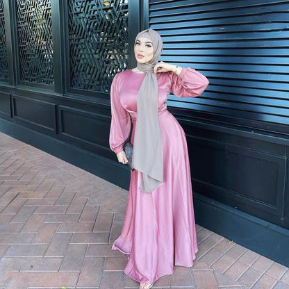 Muslim Hui Pure Color Robe And Ankle Dress