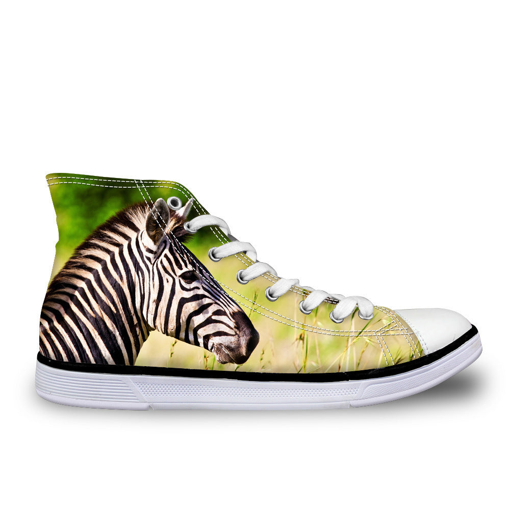 African Animal Casual High-Top Canvas Shoes