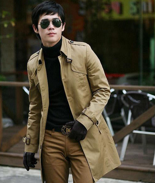 Korean Version Slim Fitting Single Breasted British Men's Coat