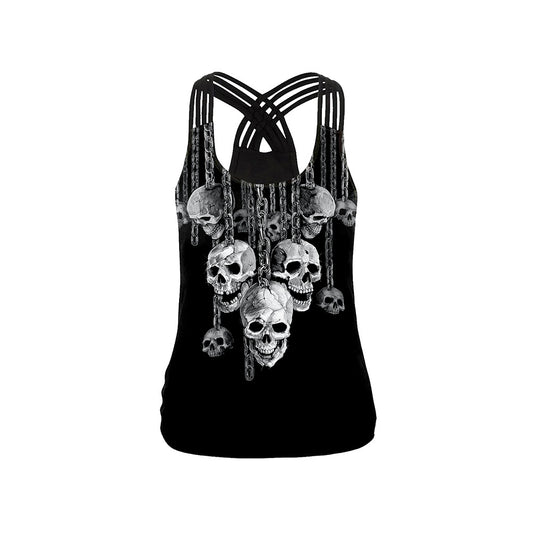 Digital Printing Camisole Skull Vest Women's Casual Breathable Bottoming Shirt