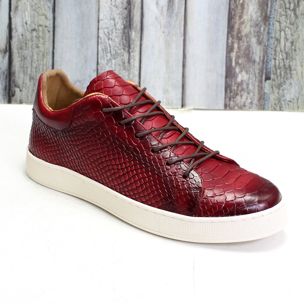 Men's Embossed Flat Casual Leather Shoes