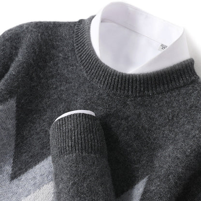 Men's Round Neck Thickened Pullover Wool Sweater