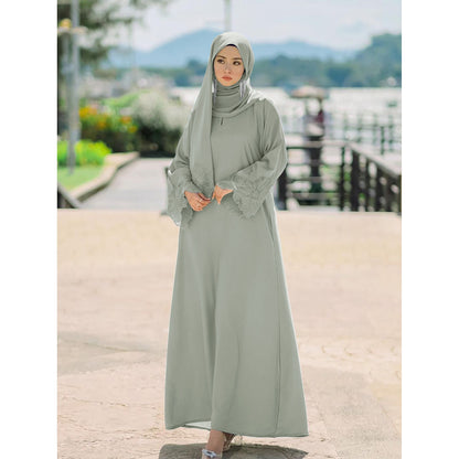 Women's Muslim Robe Malay Indonesian Dress With Headscarf