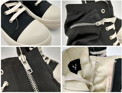 Canvas Shoes High Top Black Heel Rubber Patch