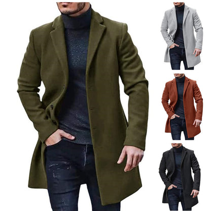 Tweed Coat Men's Medium-length Thickened Jacket