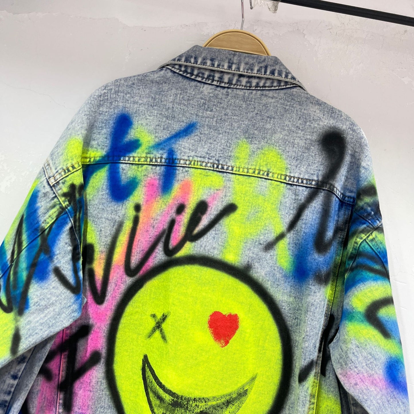 Female Hip Hop Style Graffiti Letter Denim Coat Jacket