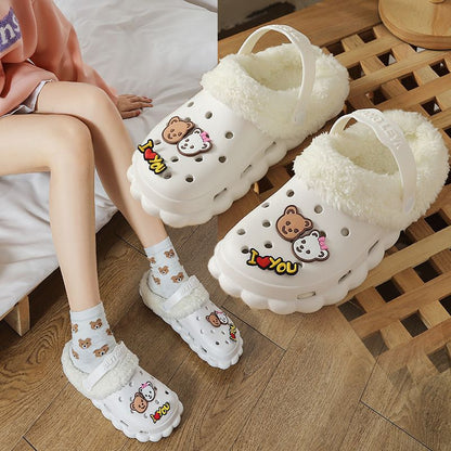 Women's Plush Liner Thermal Cotton Slippers Sets