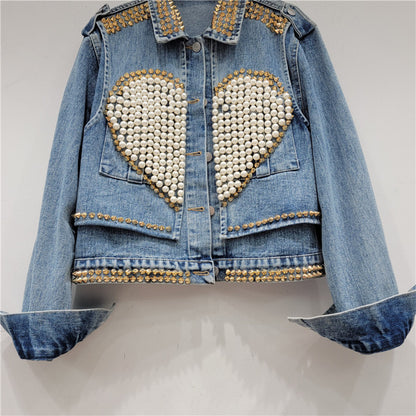 Heavy Industry Design Love Beaded Short Denim Coat