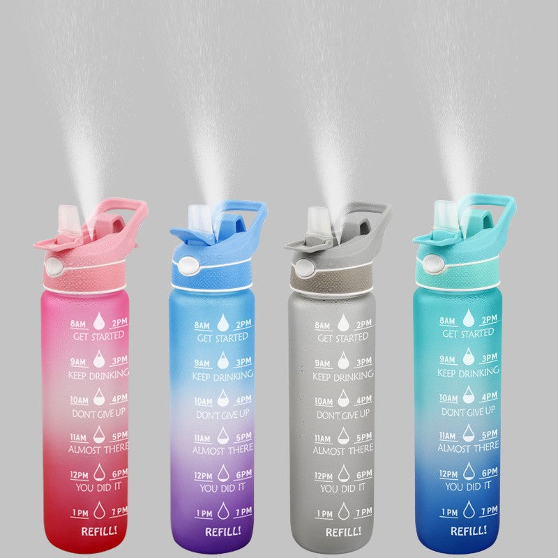 1000ML Sports Water Bottle - Plastic Spray with Straw and Bounce Cover