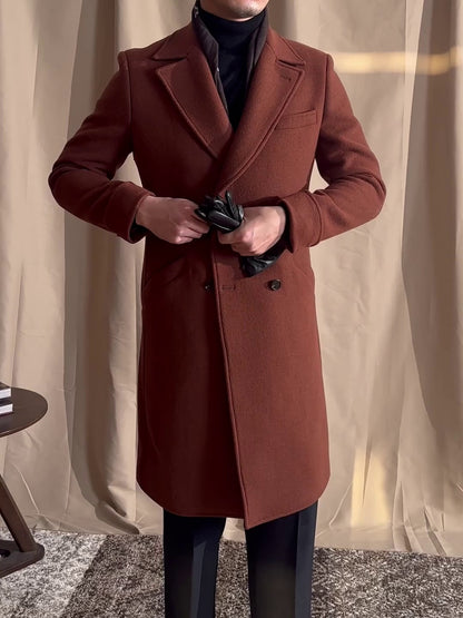 Warm Coat Double-breasted Mid-length Wool Overcoat