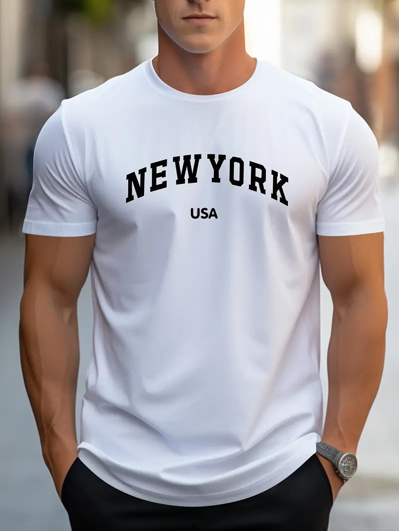 Spring And Summer Regular Pattern Letter Printed Men's T-shirt