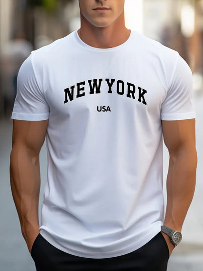 Spring And Summer Regular Pattern Letter Printed Men's T-shirt