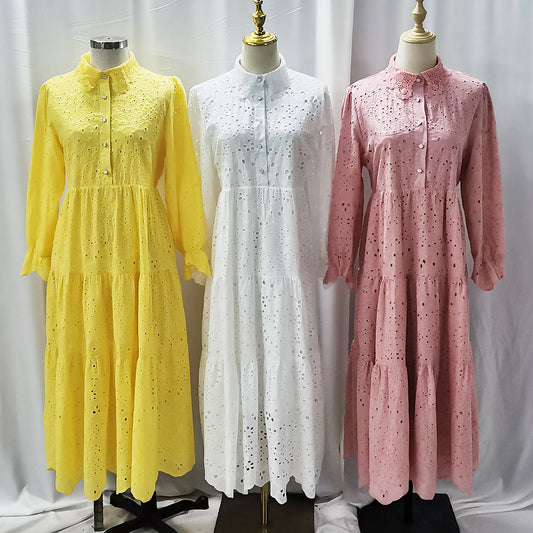 Muslim Southeast Asia Indonesia Embroidered Hollow Lace Dress