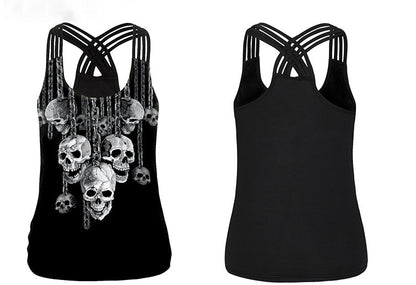 Digital Printing Camisole Skull Vest Women's Casual Breathable Bottoming Shirt