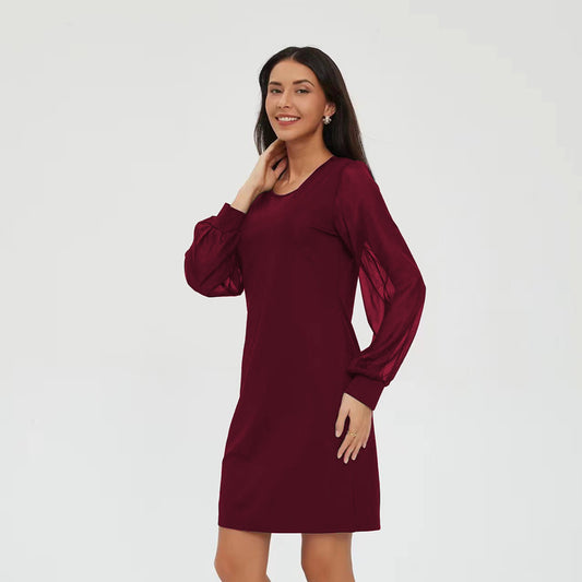 European And American Long-sleeve Round-collar Dress