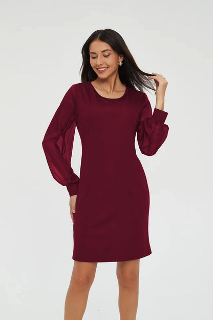 European And American Long-sleeve Round-collar Dress