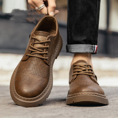 Men's Leather Breathable Business Casual Hollow Leather Shoes