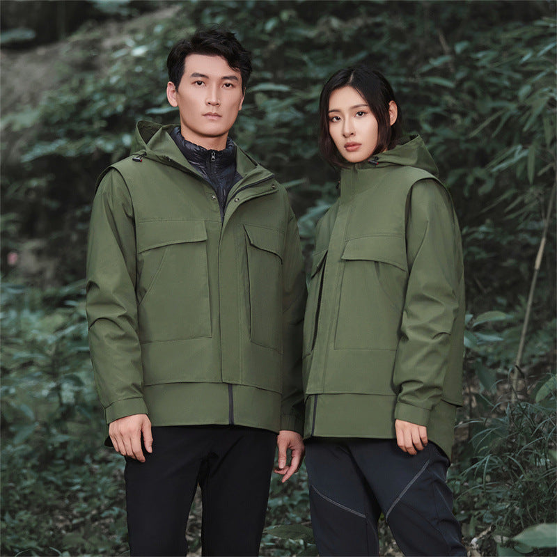 Three-in-one Removable Outdoor Work Clothes Windbreaker Jacket