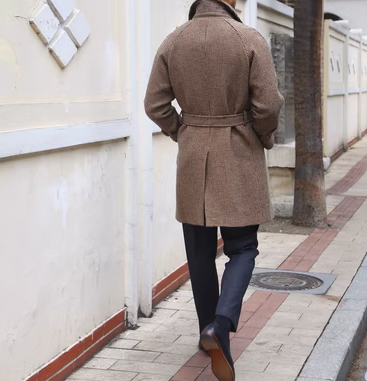 Mid-length Vintage Wool Coat With Shoulder Insert