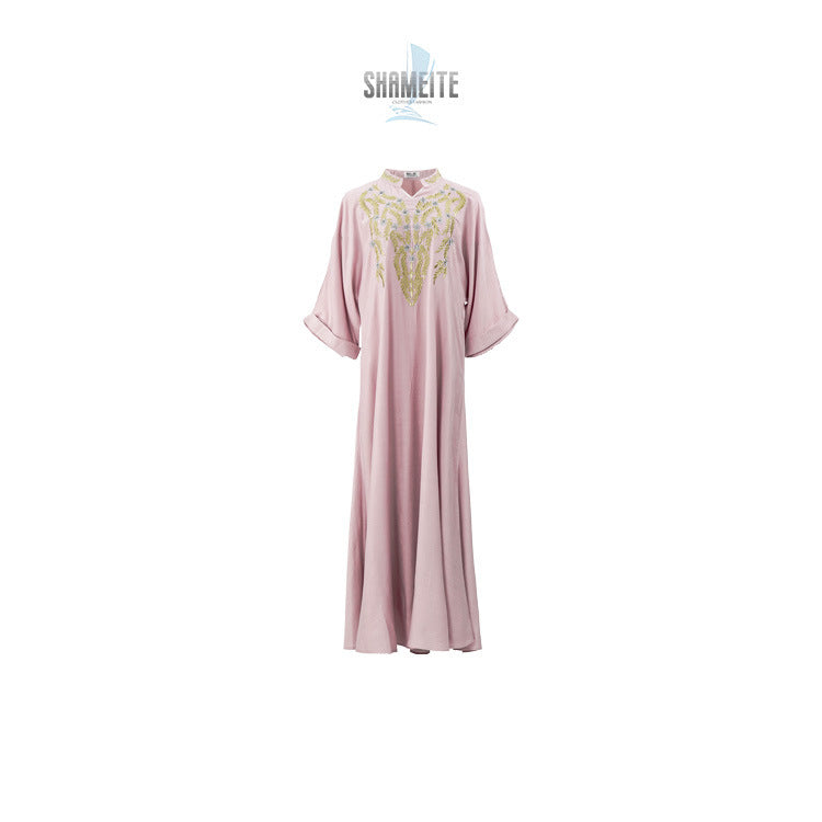 Muslim Women Embroidered Robe Dress