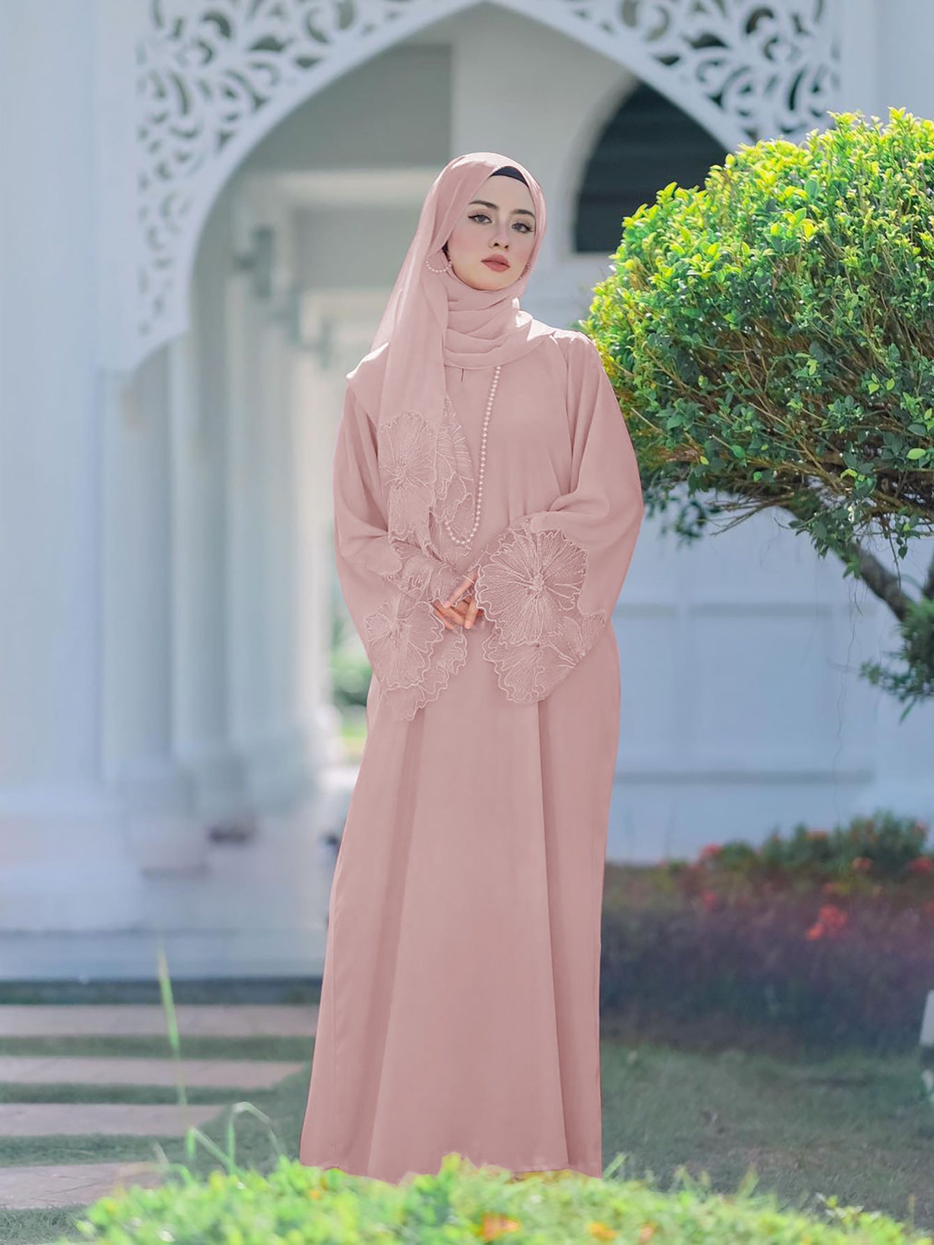 Women's Muslim Robe Malay Indonesian Dress With Headscarf