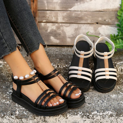 Women's Wedges Platform Sandals Summer Strap-design Beach Shoes