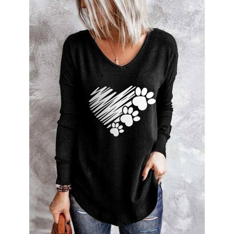 Women's Long Sleeve 3D Digital Printing Slim Bottoming Shirt Long Sleeve