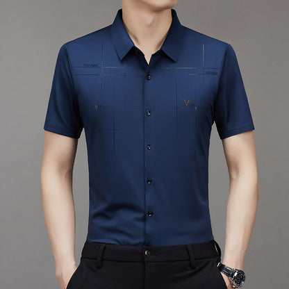 Summer New Men's Short-sleeved Shirt Seamless Business Shirt