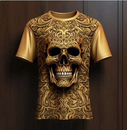 Men's 3D Skull Pattern European Hip Hop Trendy 3D Printed T-shirt