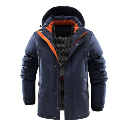 Men's Mid-length Cotton-padded Clothes Thickened Cold-resistant Warm Fleece Padded Coat Cotton-padded Clothes