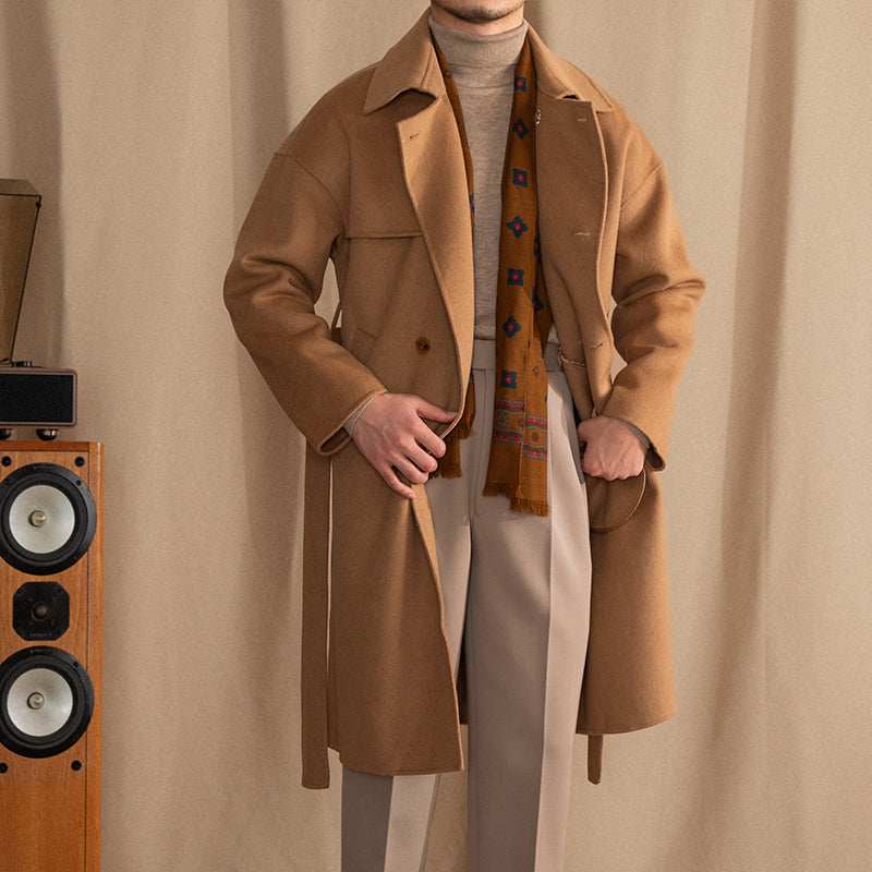 Men's Wool Drop Shoulder Casual Mid-length Coat