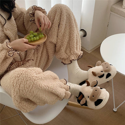 Cute cow slippers for women